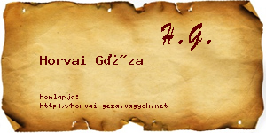Horvai Géza névjegykártya
